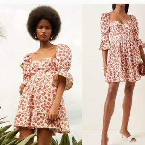 Agua by Agua Bendita Linen 'Cedro' Bermelo Print Mini Dress